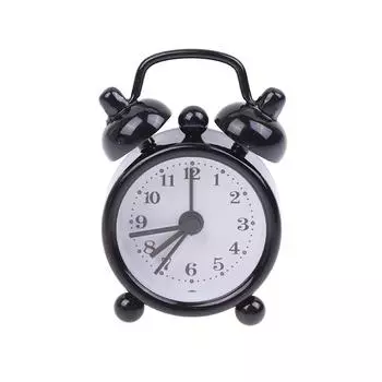 Классический колокольный мини-будильник с кварцевым механизмом, прикроватные ночные аналоговые часы