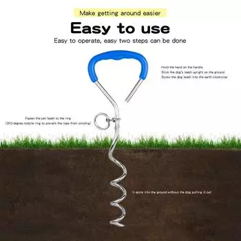 Классический колышек для привязывания собак на открытом воздухе, прочный винтовой анкерный столб для цепей, поводков и поводков для домашних животных на различных участках - задний двор S 9X40cm