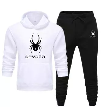Классический комплект для отдыха, осенний новый комплект с капюшоном с индивидуальным рисунком паука S чёрный