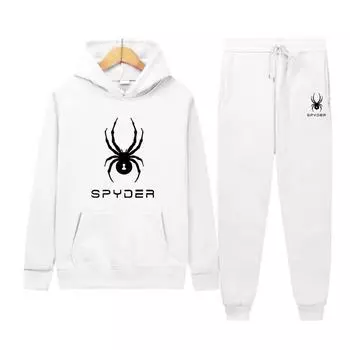 Классический комплект для отдыха, осенний новый комплект с капюшоном с индивидуальным рисунком паука S чёрный