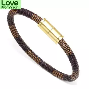 Классический кожаный браслет, простой стиль, коричневые и черные полосы, ПУ, золото, магнитная застежка, браслеты, браслеты для мужчин и женщин, ювелирные изделия
