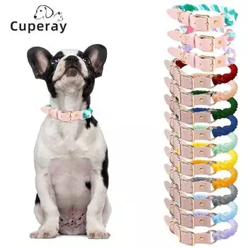 Классический кожаный цветной ошейник для домашних животных, регулируемый ошейник для собак ручной работы с металлической пряжкой, прочный и долговечный для больших, средних и маленьких собак и кошек M neck 37-44cm