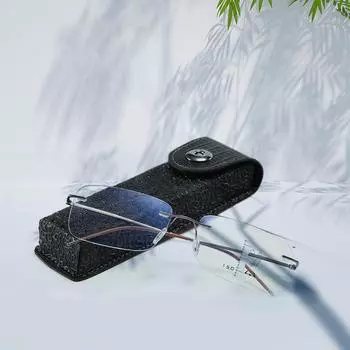 Классический кожаный футляр для очков для пресбиопии, женский элегантный кожаный футляр для очков, подходящий для более узких очков, футляр для солнцезащитных очков чёрный