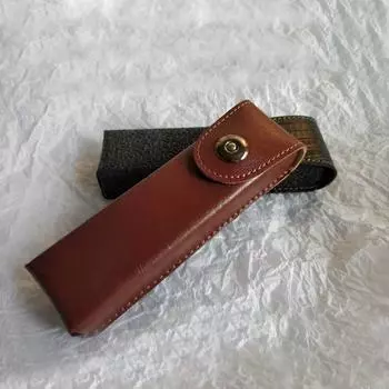 Классический кожаный футляр для очков для пресбиопии, женский элегантный кожаный футляр для очков, подходящий для более узких очков A чёрный