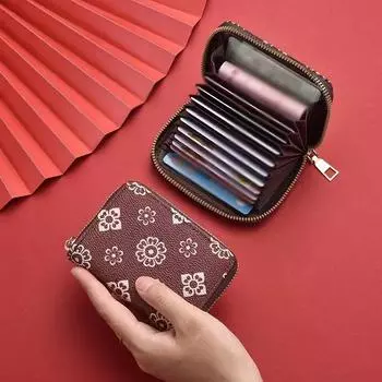 Классический кожаный кошелек, сумка на молнии, держатель для кредитных карт, чехол для монет, ультратонкий держатель для карт для женщин коричневый