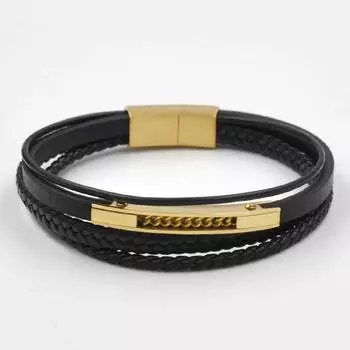 Классический кожаный плетеный магнитный металлический браслет с пряжкой в стиле панк, высококачественный мужской повседневный деловой браслет, ювелирный подарок 21cm