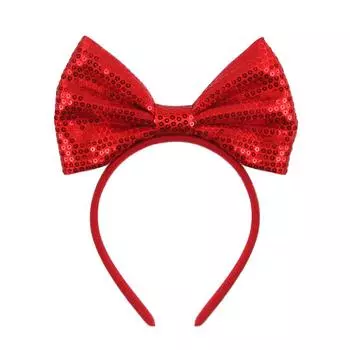 Классический красный 6-дюймовый большой бант с пайетками Повязка на голову для девочек День рождения Фестиваль Ободок Детская вечеринка Косплей DIY Аксессуары для волос Женщина