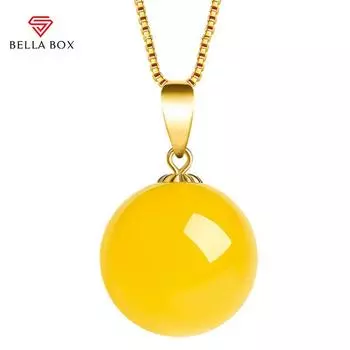Классический круглый кулон Bella Box для женщин, изысканные свадебные украшения, подарок на помолвку жёлтый