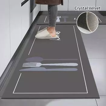 Классический кухонный коврик Коврики для ног Длинные ковры Коврик для входа в ванную комнату Ковер Crystal Velvet Противоскользящие коврики для ног Коврик для спальни S 40x60cm