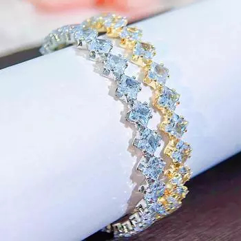 Классический квадратный браслет CMM, открытый браслет с ручной инкрустацией фианитом AAA, серебряный цвет, праздничные украшения для повседневной носки для вечеринок золотой