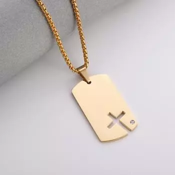 Классический квадратный полый крест в стиле милитари, ожерелье из нержавеющей стали с подвеской для мужчин, трендовое двойное ожерелье с подвеской в стиле панк, ювелирные изделия