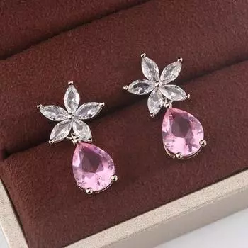 Классический легкий роскошный дизайн серьги-цветы в форме капли воды модные все 925 посеребренные имитация кристаллов драгоценных камней ювелирные изделия синий