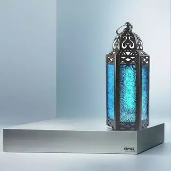 Классический марокканский стеклянный подсвечник из золота и железа 11*9.5*25CM красный