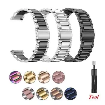 Классический металлический ремешок 22 мм 20 мм 18 мм для Samsung Galaxy Watch 46 мм/3/Gear S3/Huawei Watch GT 2/3 Pro, ремешок из нержавеющей стали для Amazfit GTR 20mm золотой