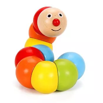 Классический мир Гусеница погремушка Nigi Nigi Baby Wiggle красочная яркая деревянная игрушка (CL3505)