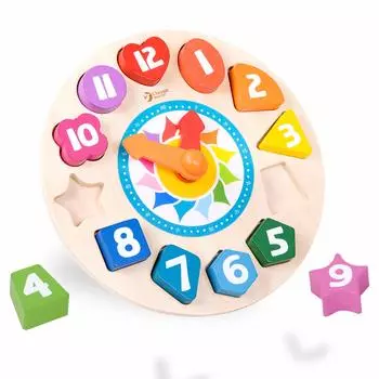 Классический мир Классический мир Tick Tock Clock Обучающие часы Игрушечные часы с изображением времени и цифр Головоломка из дерева Обучающие игрушки для детей 3 лет (CL3655)