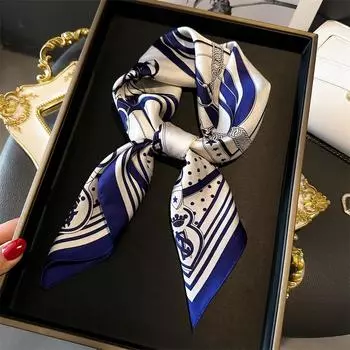 Классический модный квадратный шарф с цепочкой, напечатанный шелковый шарф, женский платок, шарф, шарф, корейская версия, имитация шелкового шарфа 70*70cm