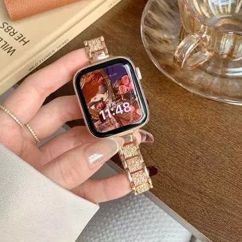 Классический модный ремешок из сплава для iWatch 9 8 7 6 SE 5 4 3 Women Shiny Diamond Apple Watch 38 мм 40 мм 41 мм 45 мм 42 мм 44 мм 49 мм Браслет-лента 38mm 40mm 41mm серебряный
