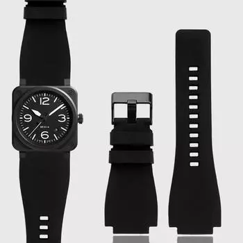 Классический мягкий резиновый ремешок для часов Bell & Ross BR-01 BR-03 Series, черный, выпуклый, 24x35 мм, пряжка, сменный ремешок для часов 34-24mm