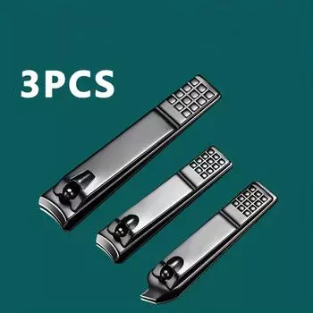 Классический набор кусачек для ногтей из 3 предметов — лезвие с прямыми краями из высокоуглеродистой стали, инструмент для обрезки ногтей без запаха для мужчин и женщин — точная резка чёрный