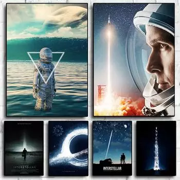 Классический научно-фантастический фильм «Интерстеллар» постер с печатью на холсте, персонажи фильма, винтажная настенная картина для гостиной, украшение дома 21x30cm No Frame