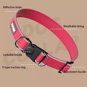 Классический нейлоновый светоотражающий ошейник для собак больших, средних и маленьких пород, регулируемый ошейник для домашних животных с D-образным кольцом и быстрой пряжкой для кошек и собак S neck 28-36cm