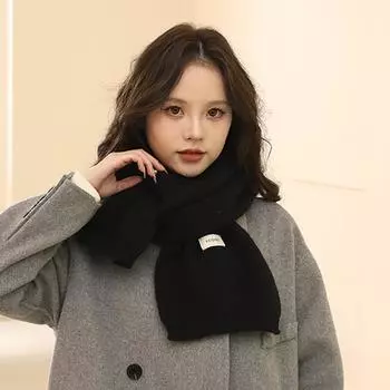 Классический однотонный длинный вязаный шарф из пряжи с этикеткой для женщин, осенне-зимний, в корейском стиле, универсальный, теплый и толстый студенческий шарф для пар 160*25 серый