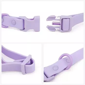 Классический ошейник для домашних животных цвета макарон, регулируемый ошейник из ПВХ с резиновой тесьмой, водонепроницаемый, легко моется, для маленьких, средних и больших собак S neck 17-24cm