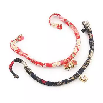 Классический ошейник для кошек, японский чиримен кимоно принт ошейник для кошек цветочный узор с колокольчиком для котят щенков домашних животных регулируемый S