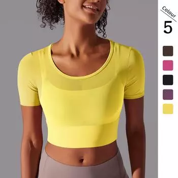 Классический плотный сетчатый сексуальный двойной бюстгальтер с короткими рукавами и двумя бретельками для бега, фитнеса, двухслойного топа для йоги S