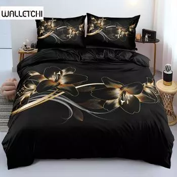 Классический пододеяльник, комплект постельного белья Flower Blue Gold King, Queen, Full, Twin, наволочки, постельное белье, комплект постельного белья 260x220 см EU single(135x200cm)