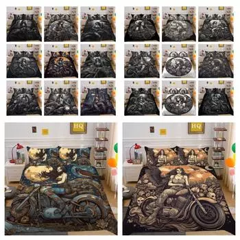 Классический постельный комплект Beauty Skull Design Домашний комплект постельного белья Одноместный двуспальный чехол для постельного белья Костюмы Женский пододеяльник UK Single 135x200cm