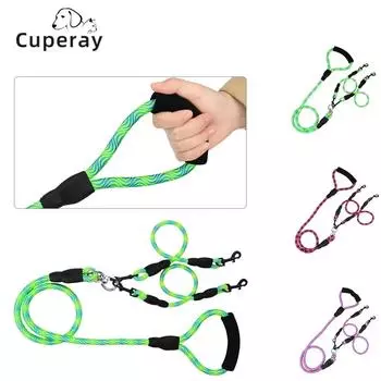 Классический поводок для собак с двумя головками, волнообразный узор, одно перетягивание, два тяговых каната, не наматывается, съемный, с удобной ручкой из пенопласта L