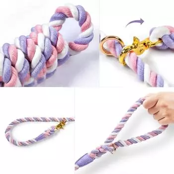 Классический поводок P-типа, поводки для собак 1,5 м/1,8 м, прочный, регулируемый, плетеный ошейник из хлопковой веревки для маленьких, средних и больших собак S 150cmx1.2cm