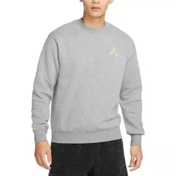 Классический пуловер Air Jordan Jumpman с логотипом и флисовой подкладкой, пуловер с круглым вырезом, мужской свитшот Carbon-Heather-Gray FD0594-091 L
