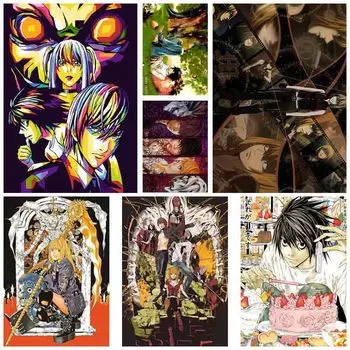 Классический японский постер с надписью «Тетрадь смерти» с мультяшной фигуркой L. Ретро-постеры и принты на белой бумаге. Живопись. Декор для дома. Бар. Украшение гостиной. Фреска. 30x21cm