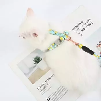Классический регулируемый комплект поводков для кошек, устойчивая к побегу шлейка для кошек в форме буквы H с рисунком фруктов для прогулок с кошкой, котенком, щенком S