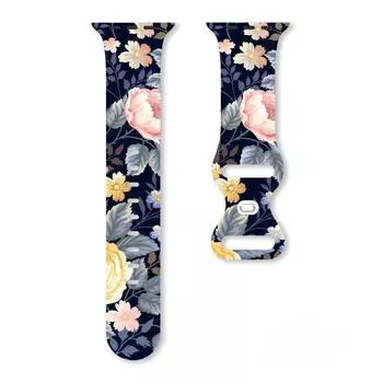 Классический ремешок для Apple Watch 10 9 8 7 SE, силиконовый ремешок с цветочным принтом для iWatch 45 мм 44 мм 42 мм 41 мм, сменный браслет для часов 38MM 40MM 41MM