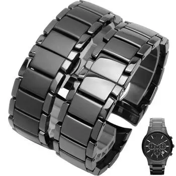 Классический ремешок для часов из керамики премиум-класса для Armani AR1451 AR1452 AR1400 AR1410 ремешок для часов из нержавеющей стали с застежкой-бабочкой 22 мм 24 мм 22mm