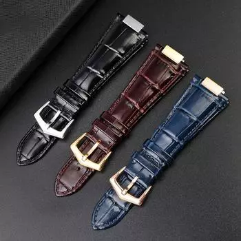 Классический ремешок для часов из натуральной кожи с насечкой 25X13 мм + соединитель для часов Patek Philippe Nautilus 5711 5726 5712g, ремешок для часов, браслет 25mm-13mm