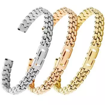 Классический ремешок для часов из нержавеющей стали 6 мм 8 мм 10 мм серебряный золотой браслет сменный ремешок для женских модных часов с циферблатом размера Браслет 8mm розового золота