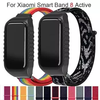 Классический ремешок для Xiaomi Smart Band 8 Active, нейлоновый ремешок для запястья, браслет для Mi Band 8 Active, ремешок для умных часов Correa, аксессуары для ремня For Mi Band 8 Active красный черный