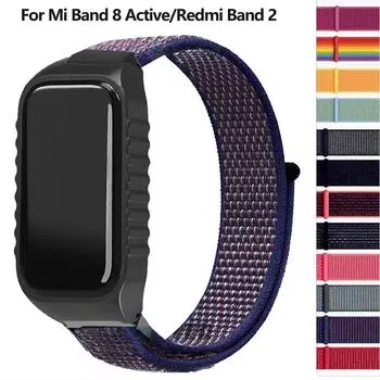 Классический ремешок для Xiaomi Smart Band 8 Active, нейлоновый ремешок для запястья, браслет для Mi Band 8 Active, ремешок для умных часов Correa, аксессуары для ремня For Mi Band 8 Active красный черный