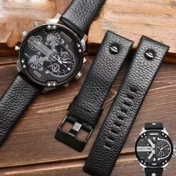 Классический ремешок из натуральной кожи для часов Diesel Watch Belt DZ7257 1657 4323 7314 7313 7371 Ремешки 22 24 26 27 28 30 мм Черный коричневый белый 22mm