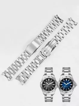 Классический ремешок из нержавеющей стали для часов TAG HEUER 300 Series WAY201A WAY211 ABA0927, изогнутые стальные ремешки для часов для мужчин, браслет 20,5 мм, 21,5 мм 20.5mm серебряный
