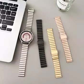 Классический ремешок из нержавеющей стали для Samsung Galaxy Watch 4 Classic 40, 46 мм, умные часы Gear Sport/S2 Galaxy Watch 5 Pro 44, 45 мм, аксессуары с ремешком 20mm чёрный