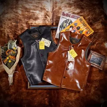 Классический ретро томагавк кожаный жилет мотоциклетный жилет S