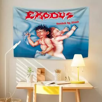 Классический рок-музыкальный гобелен E-Exodus Metal Band Home Decor Спальня Общежитие Фон Диван Одеяло Концертный декор Вечеринка Фон 29x37in