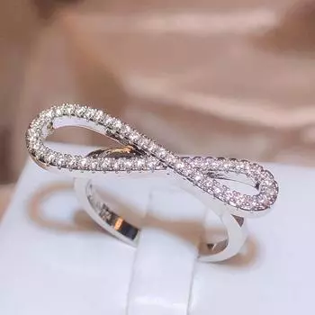 Классический романтический бесконечный символ циркония кольцо для женщин любовь вечная годовщина свадьбы подарок регулируемое кольцо парные украшения Resizable белый