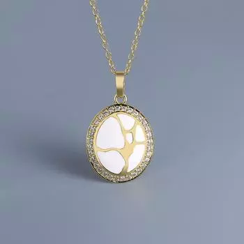 Классический роскошный восточный кулон для женщин Белый цирконий Желтый Изысканные модные женские украшения Эмаль ручной работы Женская цепочка для свитера Ювелирные изделия для вечеринок 45cm жёлтый